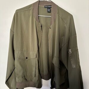 Soho Apparel Khaki Avant Garde Bohemian Women’s Bomber Jacket
